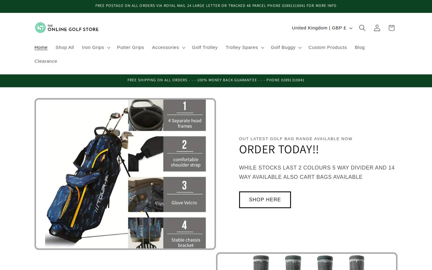 theonlinegolfstore.co.uk homepage screenshot