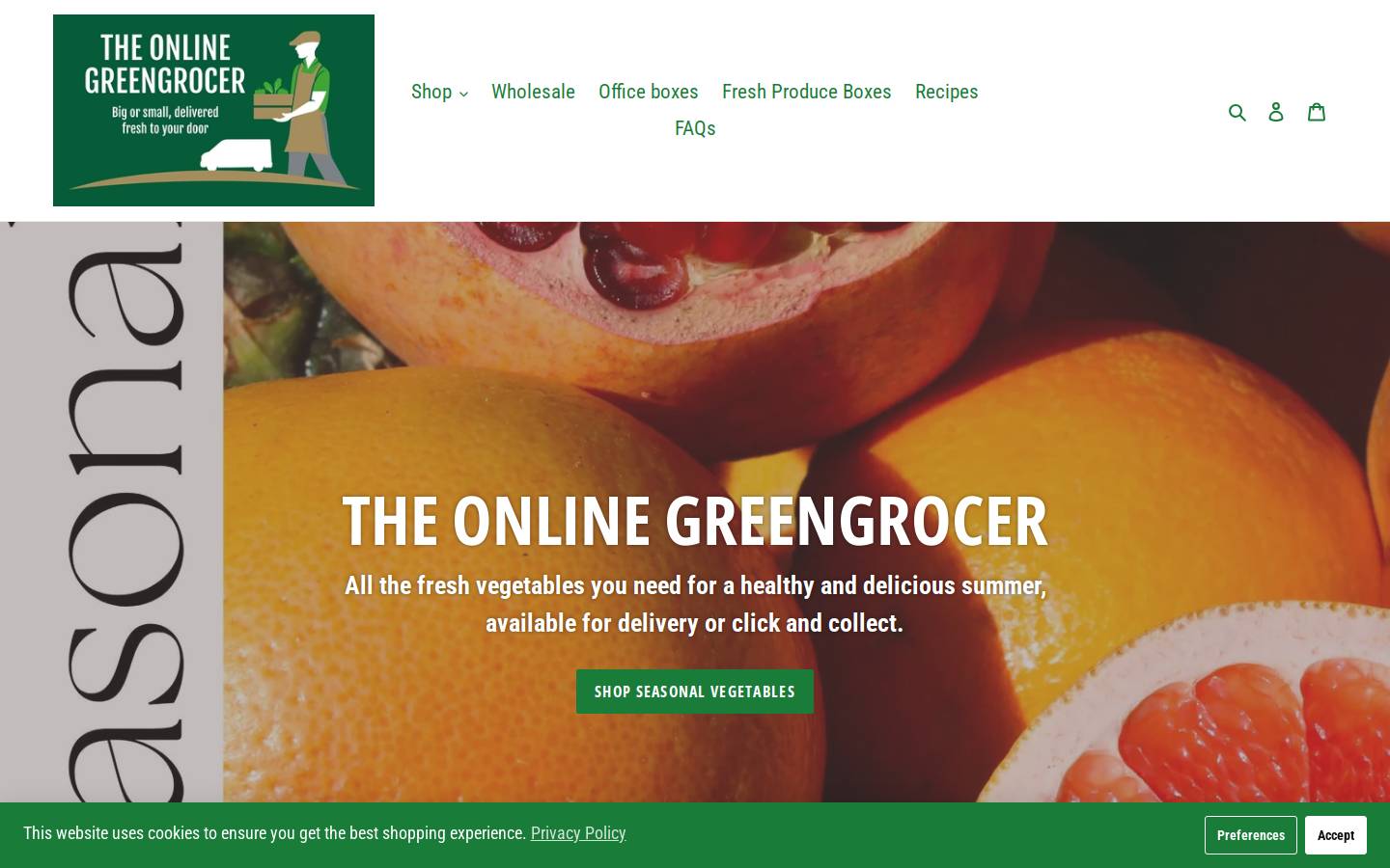 theonlinegreengrocer.com homepage screenshot