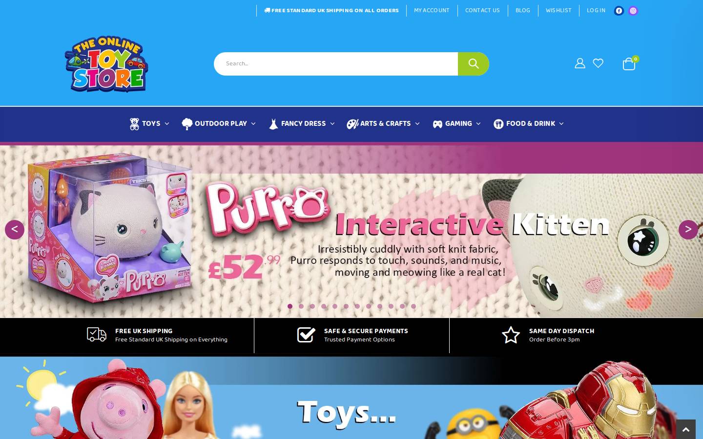 The Online Toy Store homepage screenshot