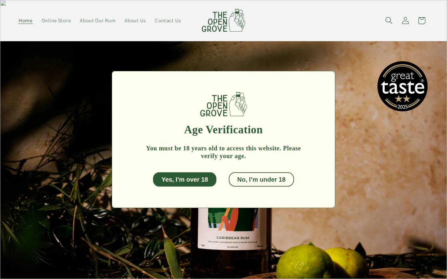 theopengrovespirits.com homepage screenshot