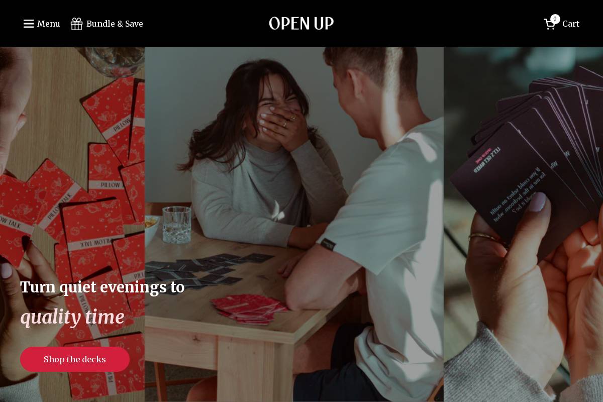 theopenup.com homepage screenshot