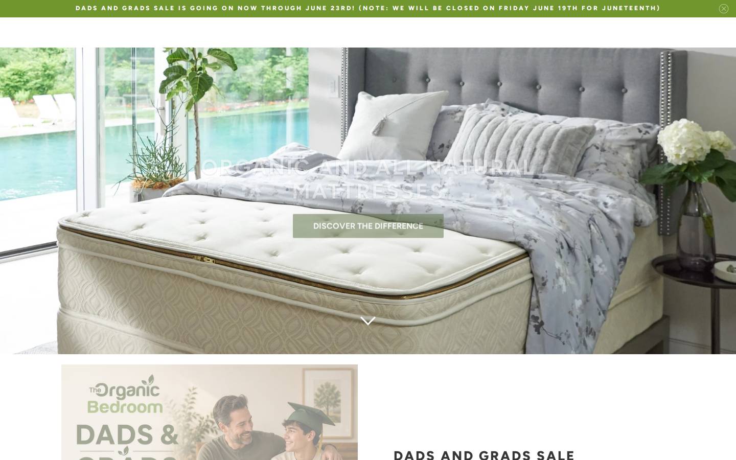 theorganicbedroomshop.com homepage screenshot