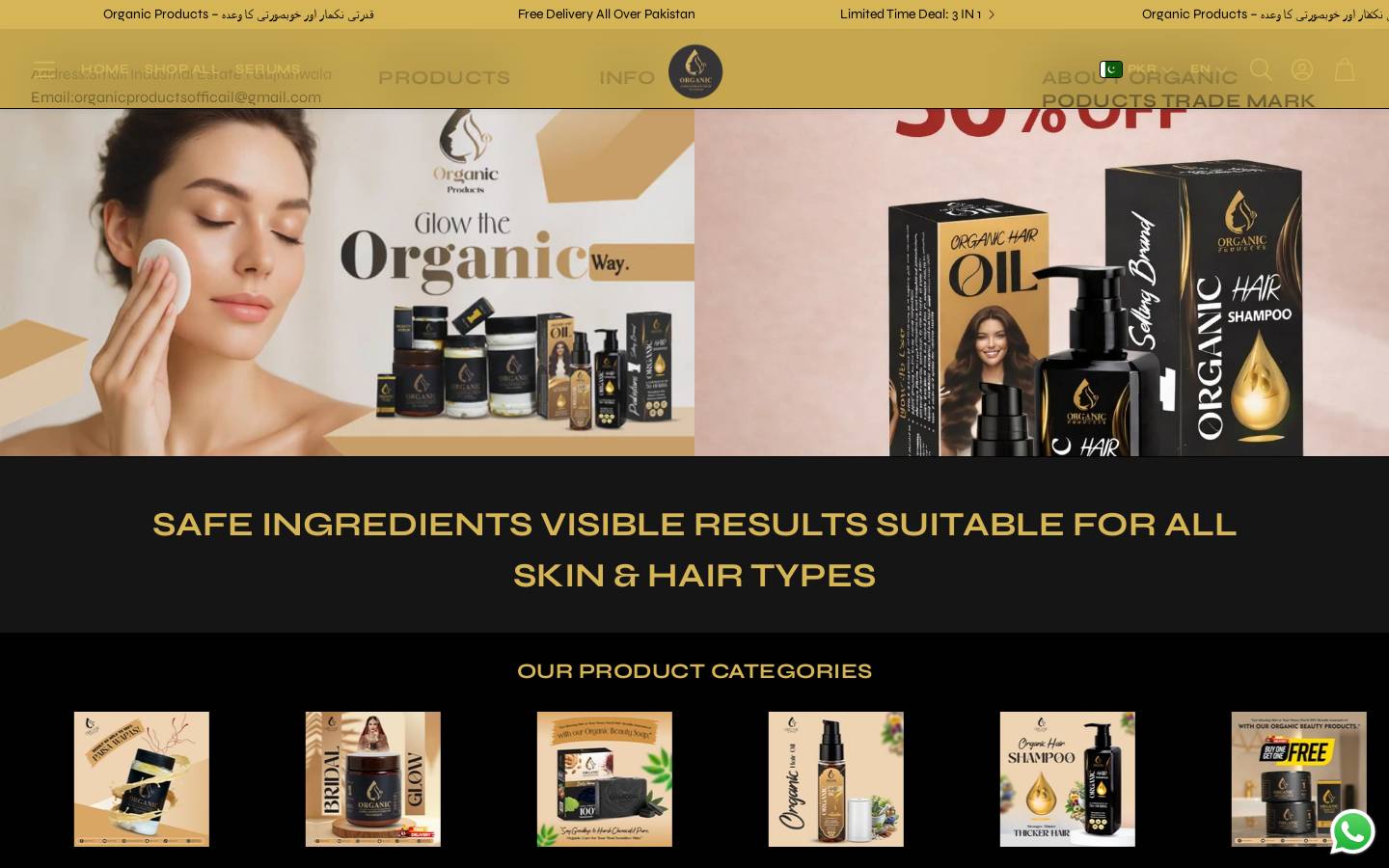 theorganicproducts.com homepage screenshot
