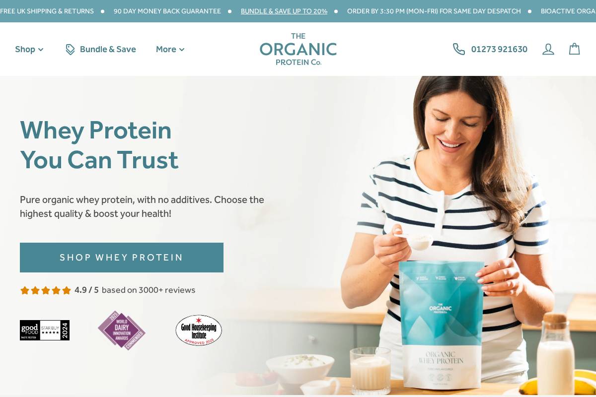 The Organic Protein Co. homepage screenshot