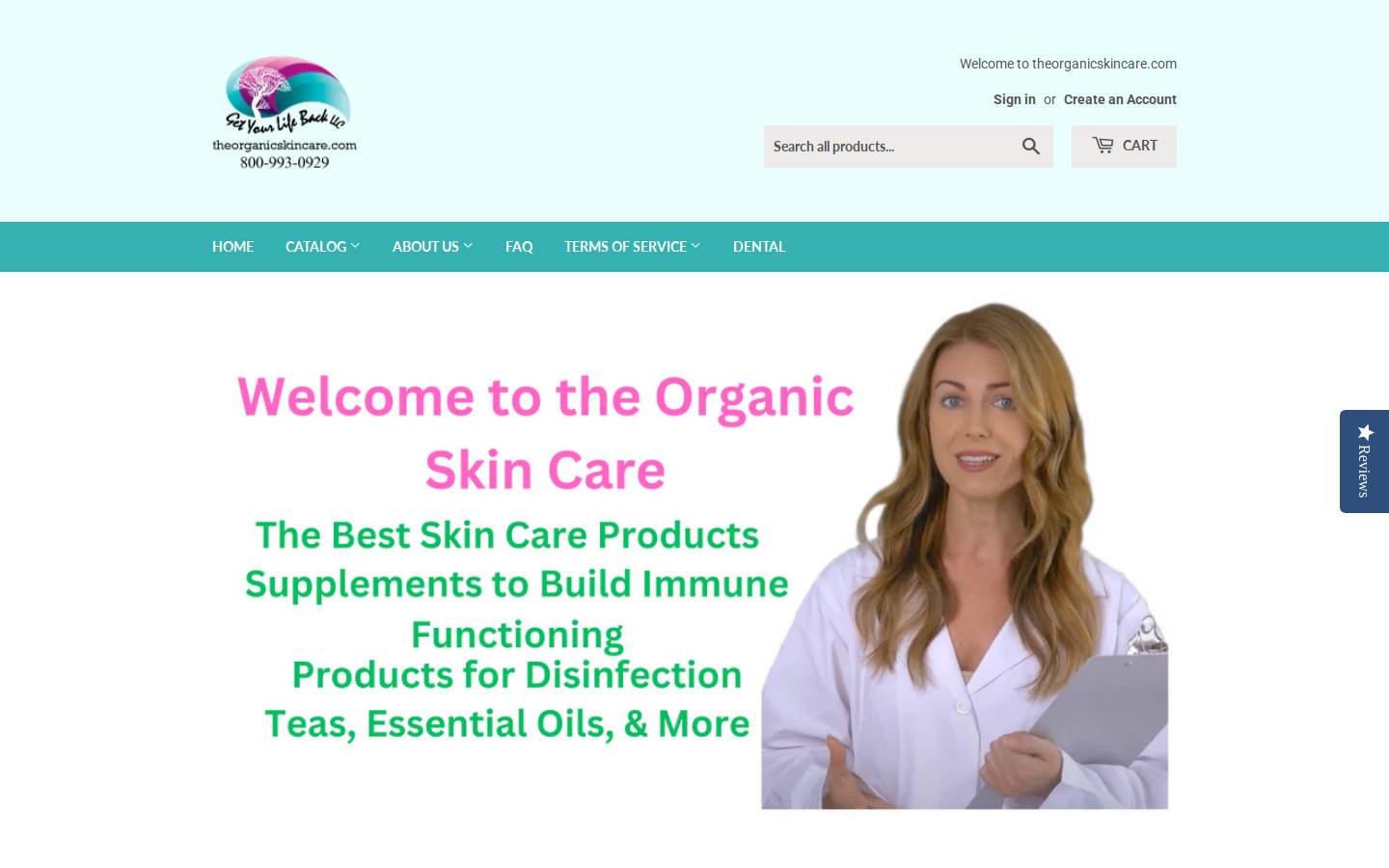 theorganicskincare.com homepage screenshot