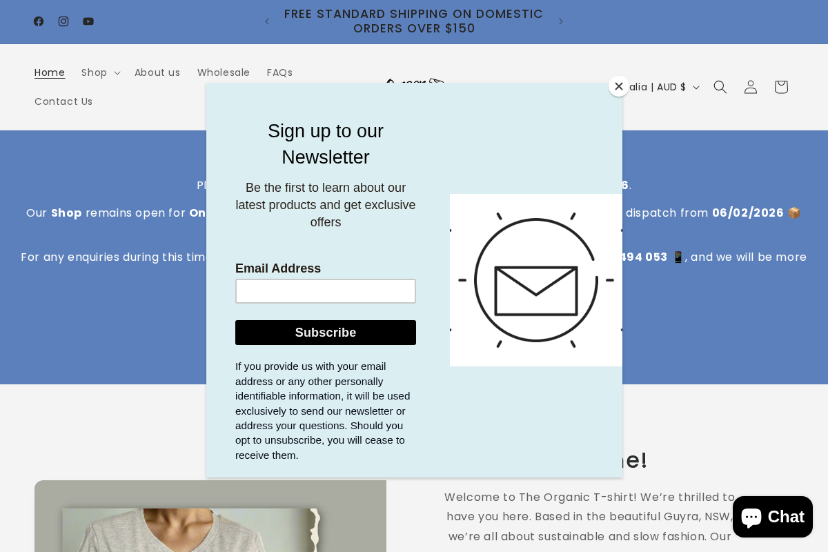 theorganictshirt homepage screenshot