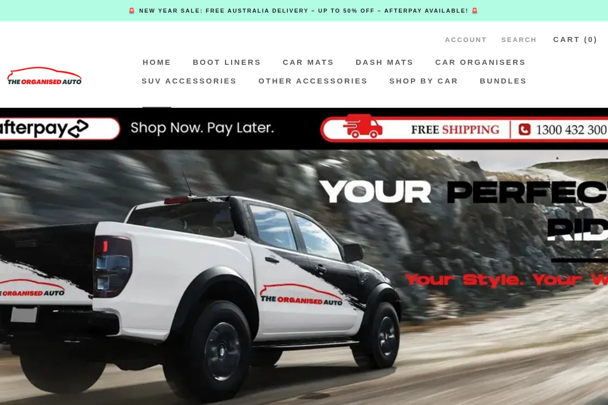 The Organised Auto homepage screenshot