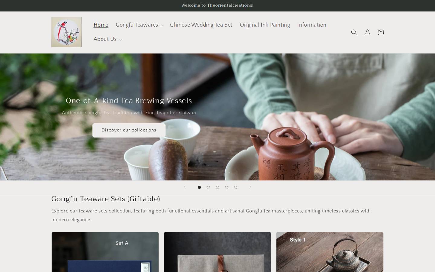 theorientalcreations.com homepage screenshot