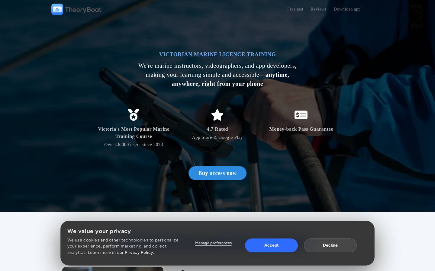 TheoryBoat homepage screenshot