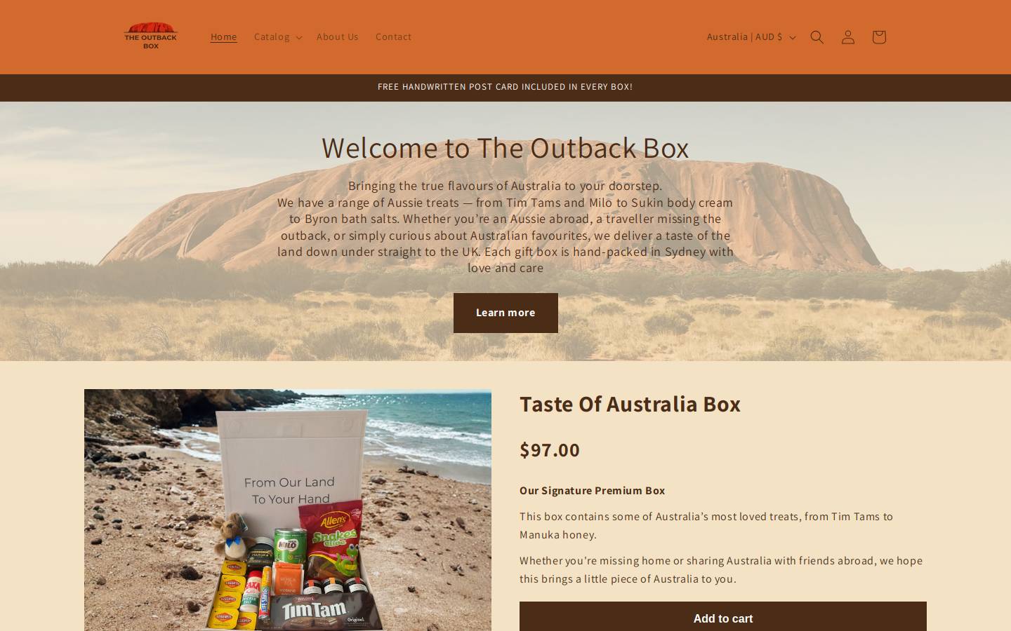 theoutbackbox.com homepage screenshot