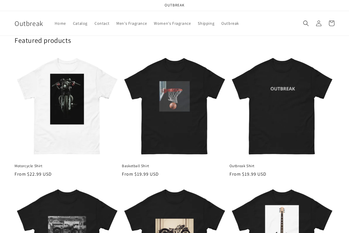 Outbreak homepage screenshot