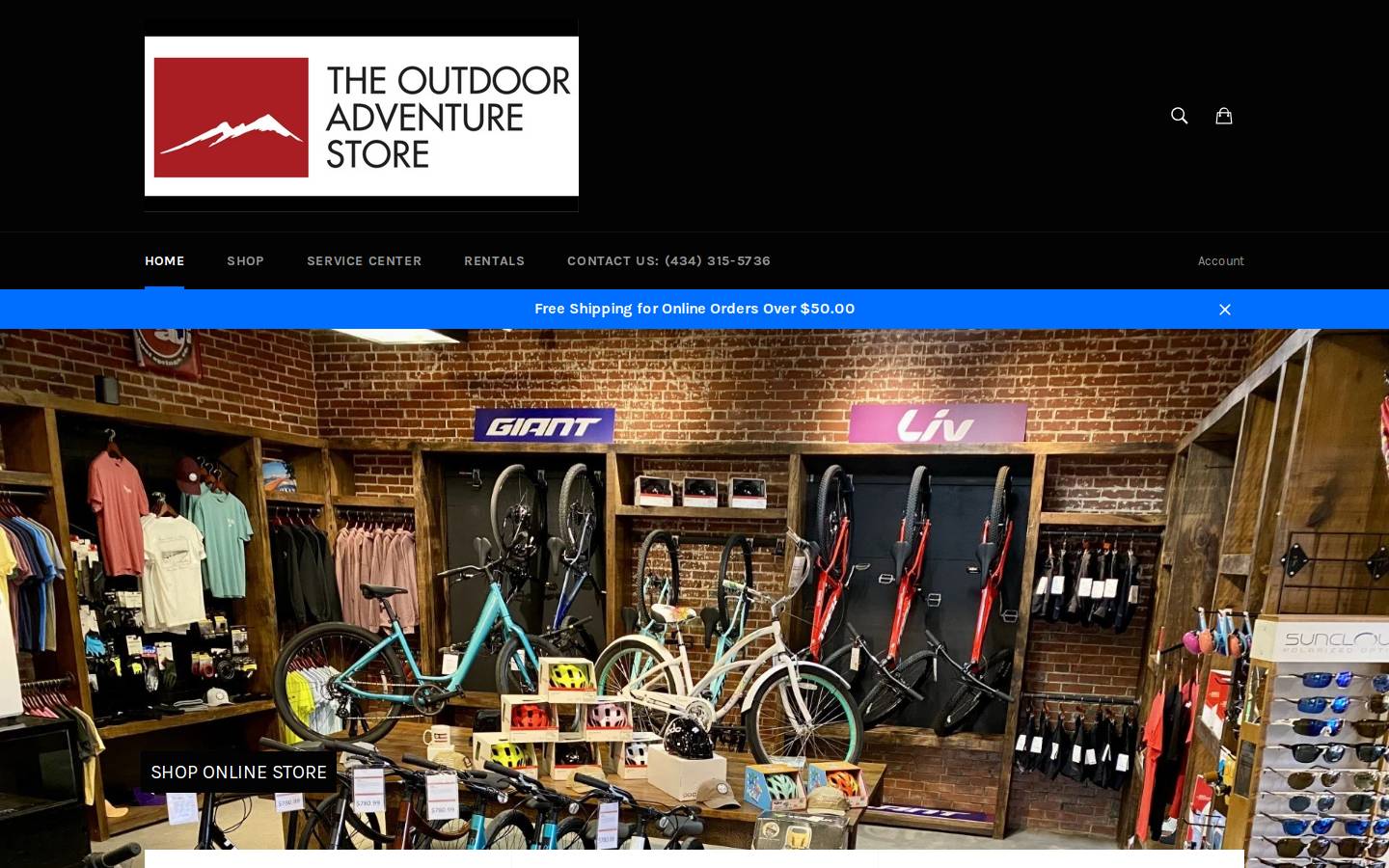 theoutdooradventurestore.com homepage screenshot