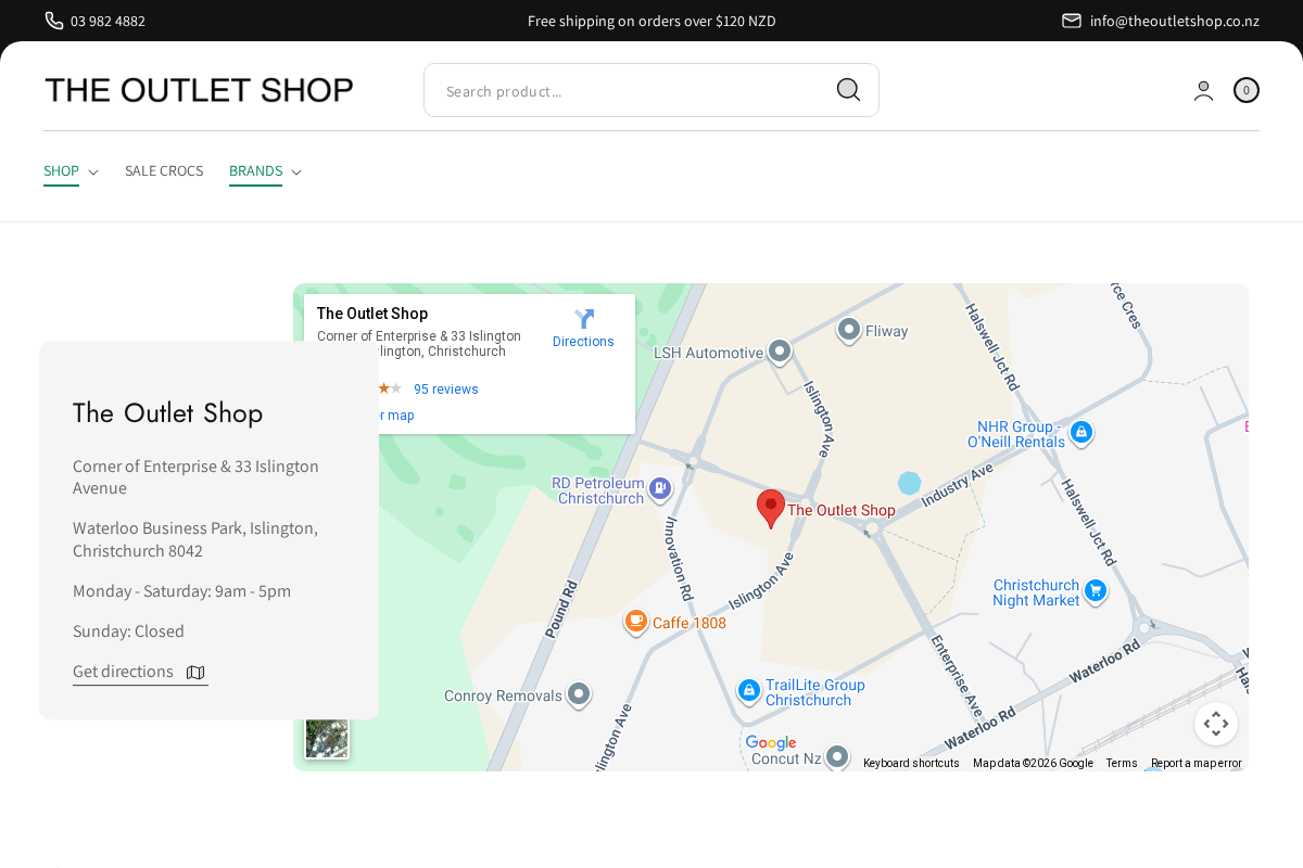 theoutletshop.co.nz homepage screenshot