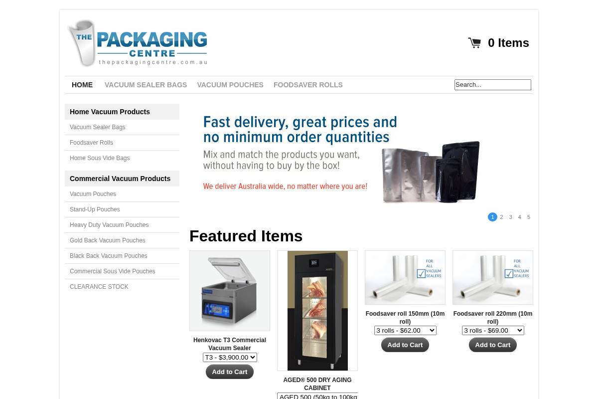 thepackagingcentre.com.au homepage screenshot