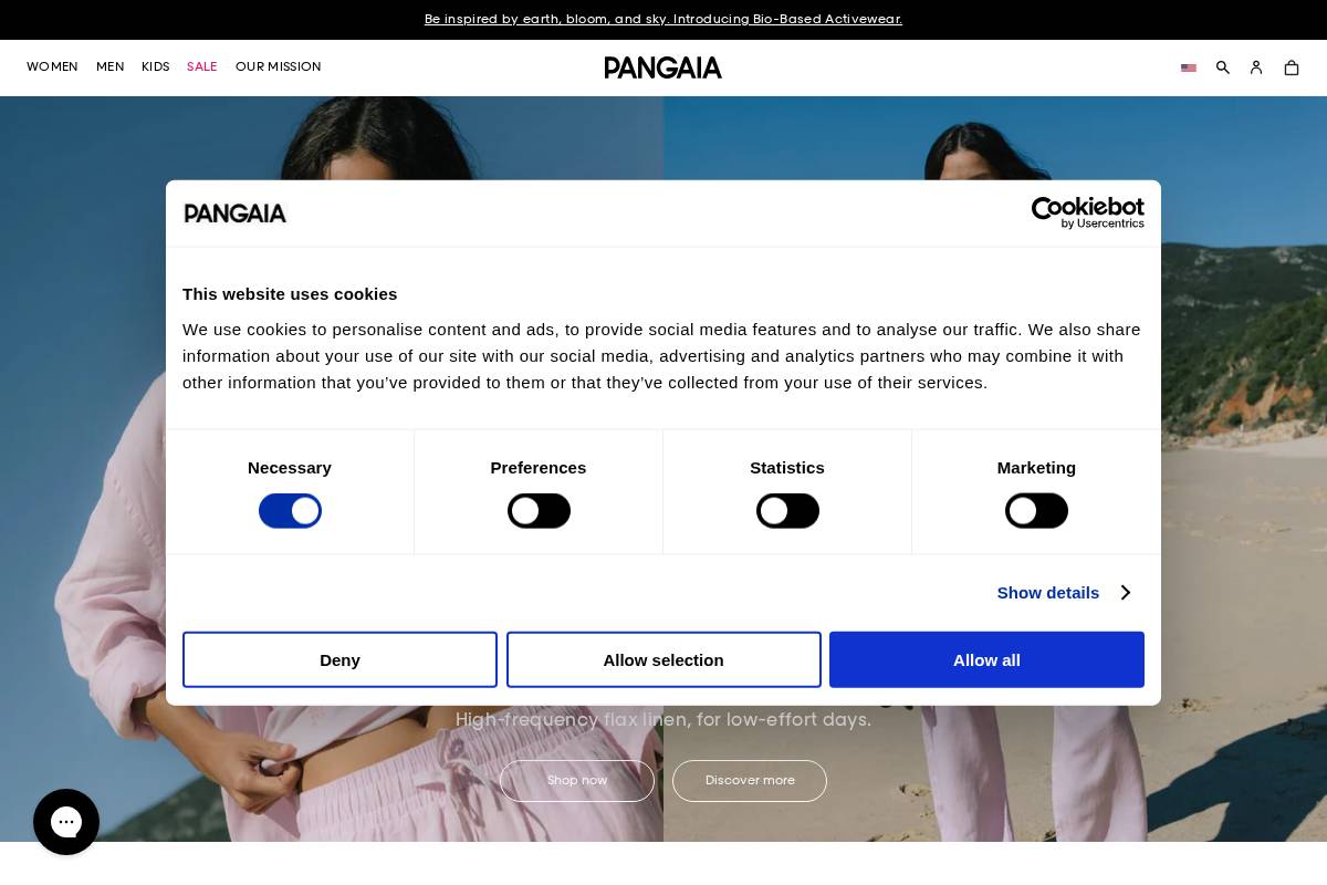 PANGAIA homepage screenshot