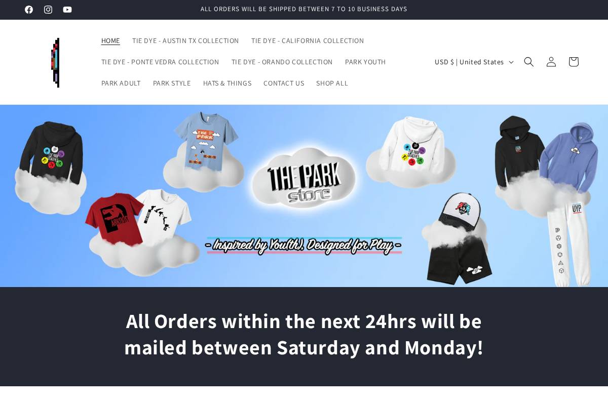 theparkmerch.com homepage screenshot