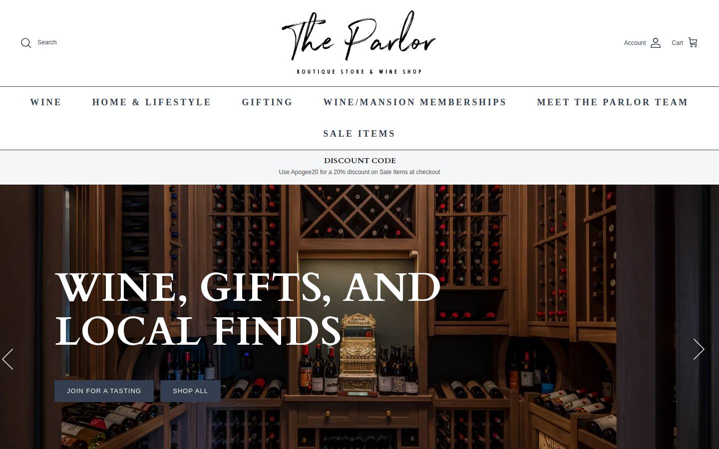 theparlorboutique.com homepage screenshot