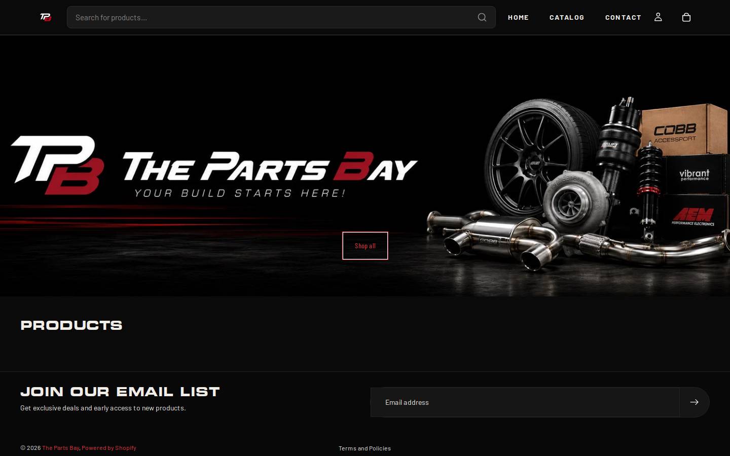 thepartsbay.com homepage screenshot