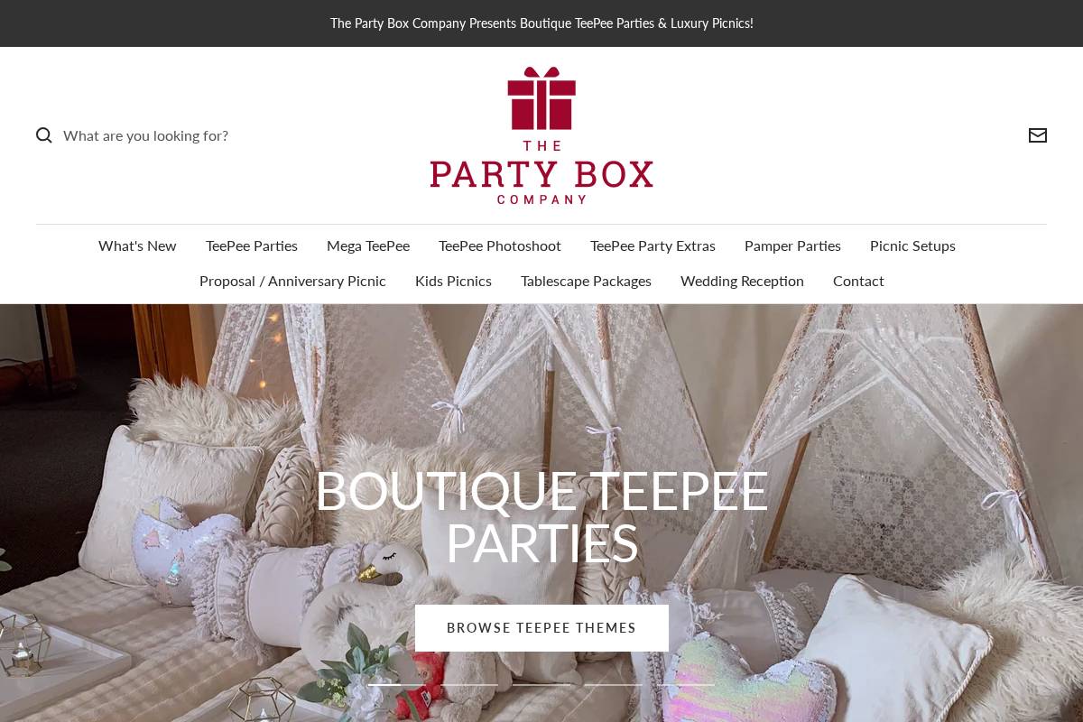 thepartyboxcompany.co.nz homepage screenshot