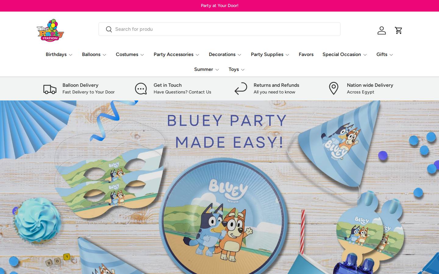 thepartystation.com homepage screenshot