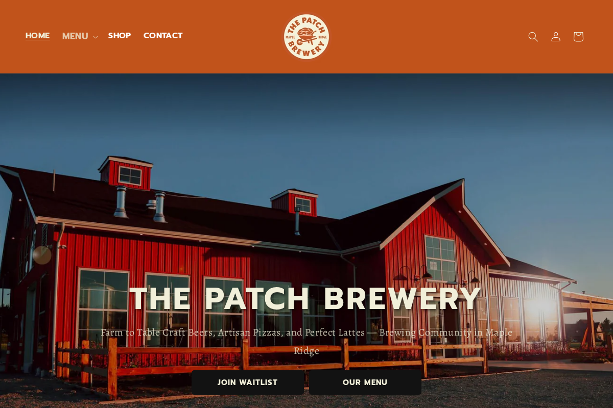 thepatchbrewery.com homepage screenshot