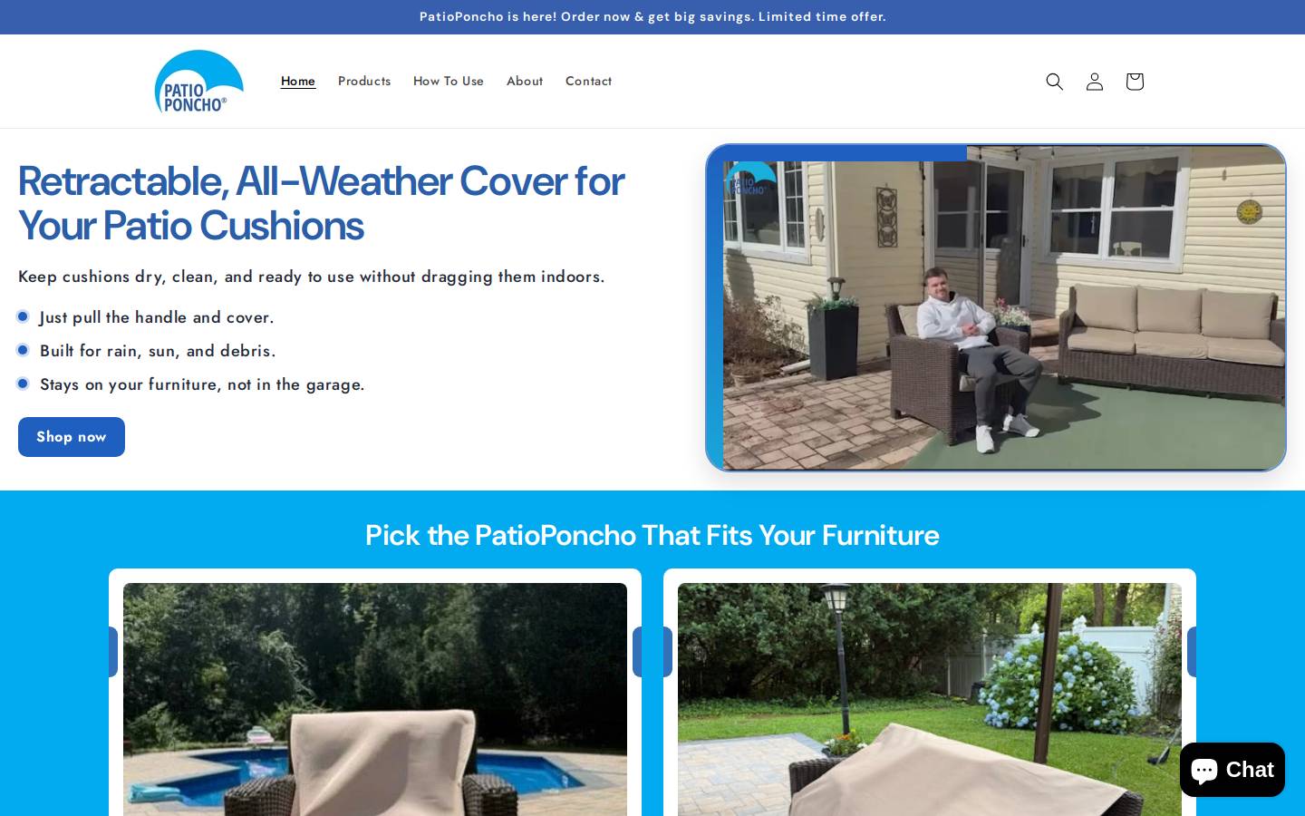 thepatioponcho.com homepage screenshot