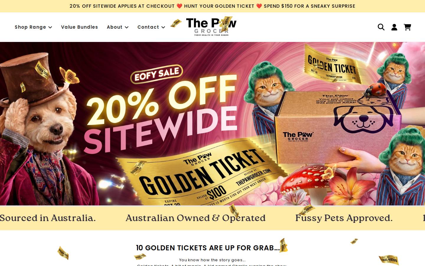 thepawgrocer.com.au homepage screenshot