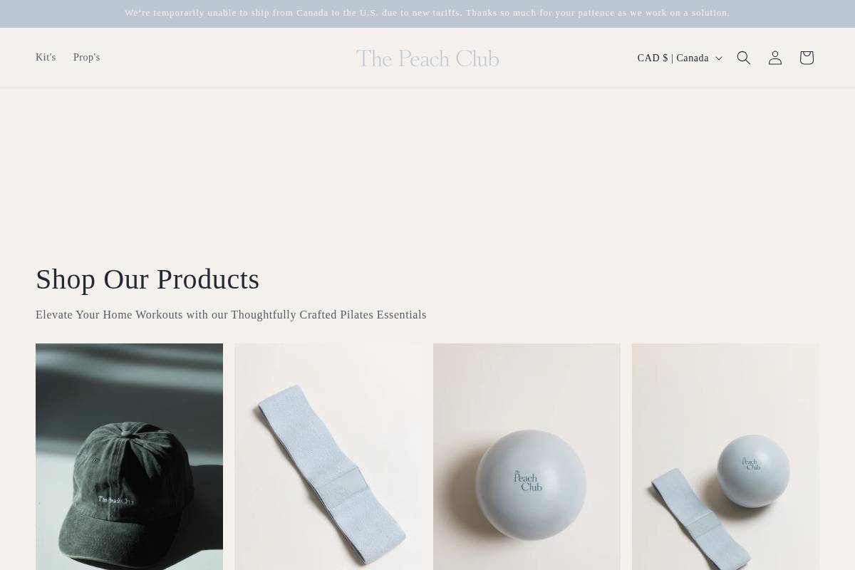 thepeachclub.store homepage screenshot