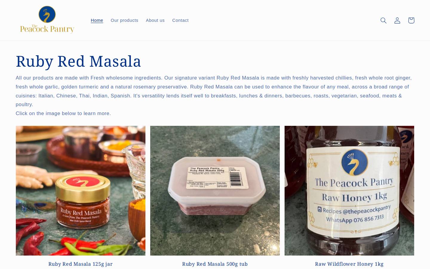 thepeacockpantry.com homepage screenshot