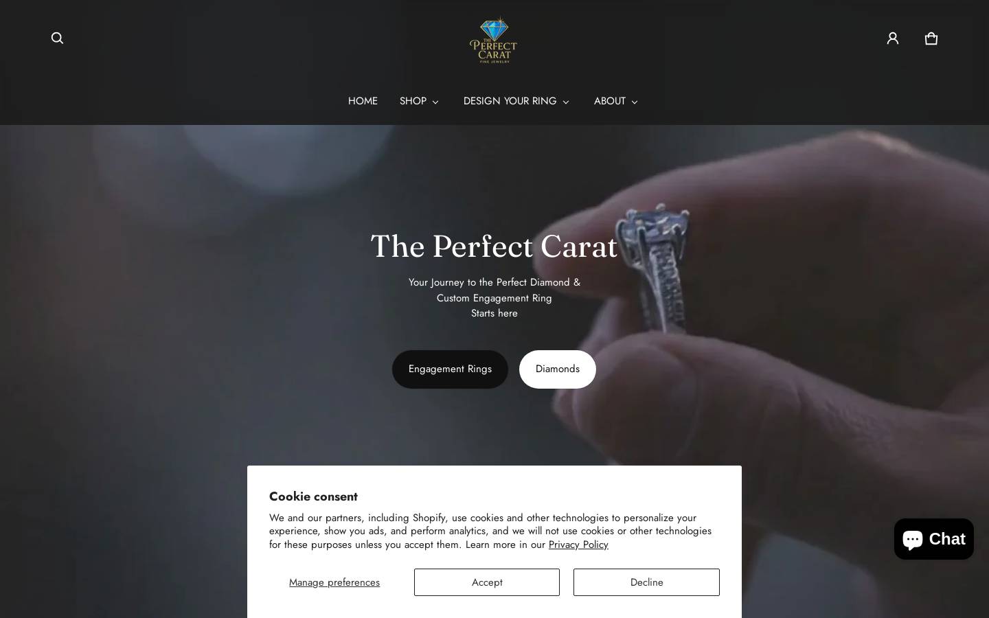 The Perfect Carat homepage screenshot