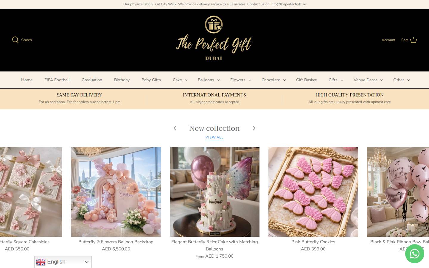 The Perfect Gift Dubai - www.theperfectgift.ae homepage screenshot