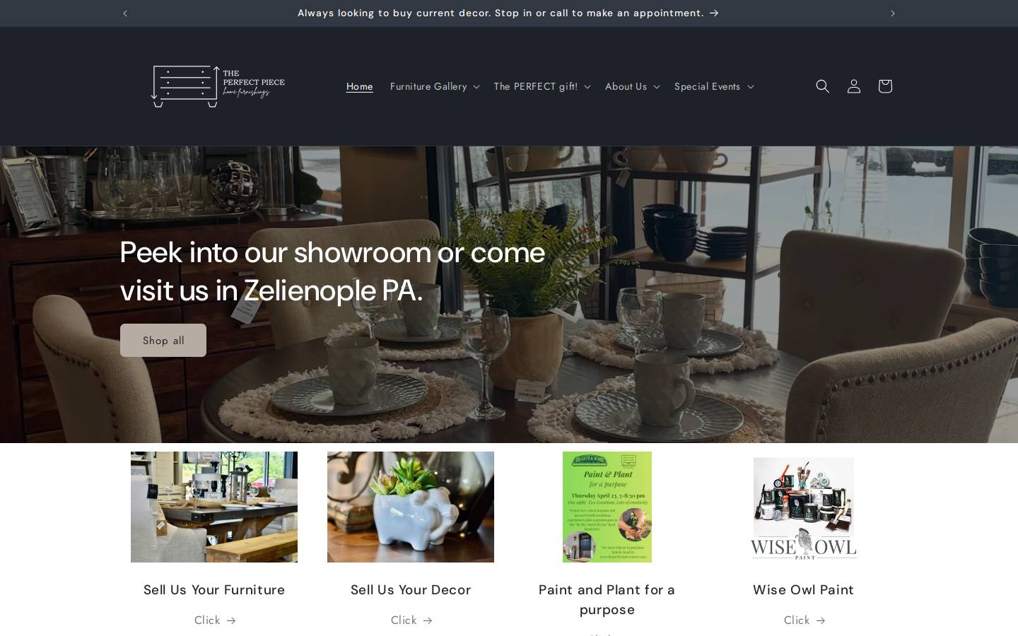 theperfectpiecestore.com homepage screenshot