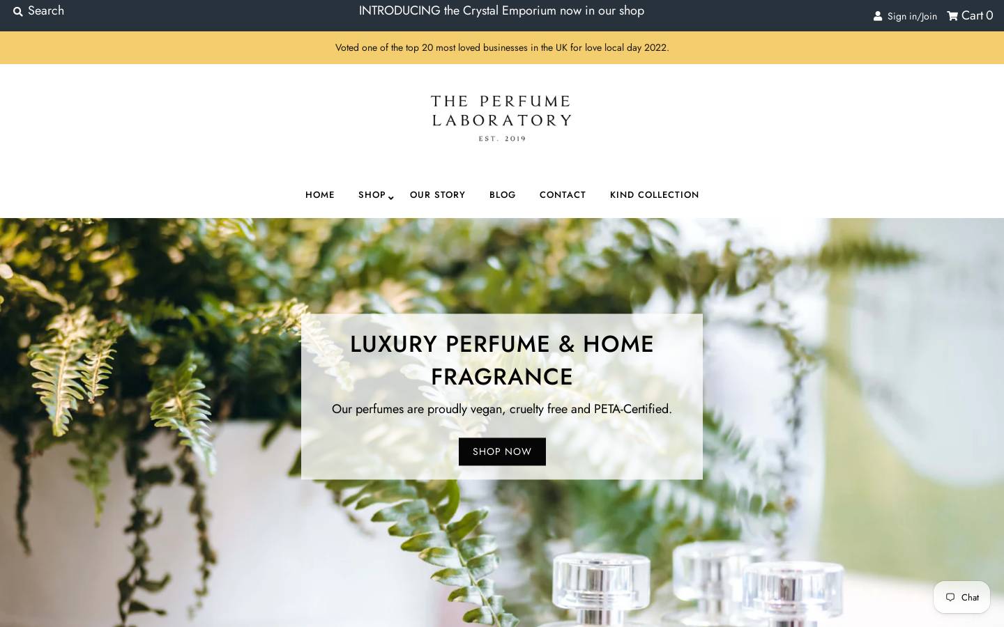 theperfumelaboratory.com homepage screenshot