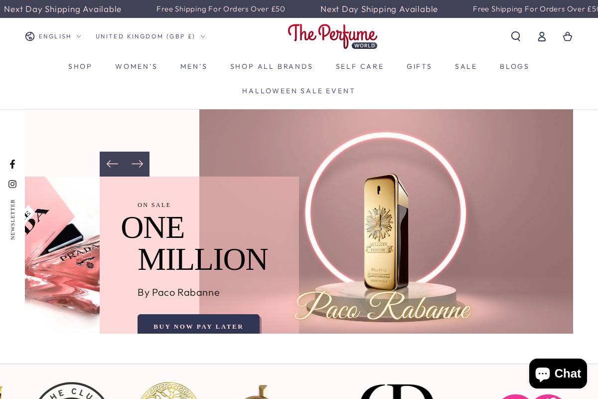 Theperfumeworld homepage screenshot