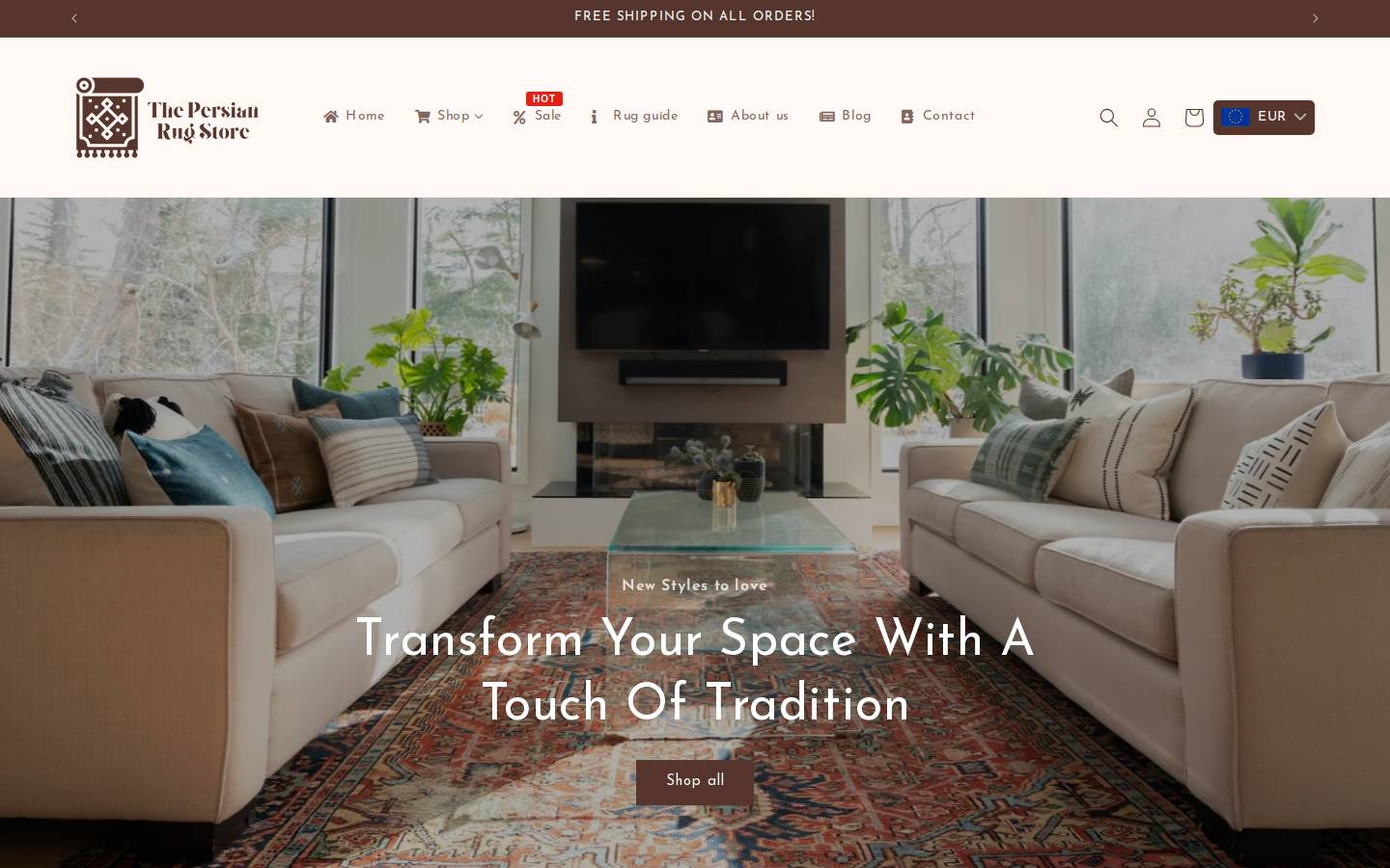 The Persian Rug Store homepage screenshot