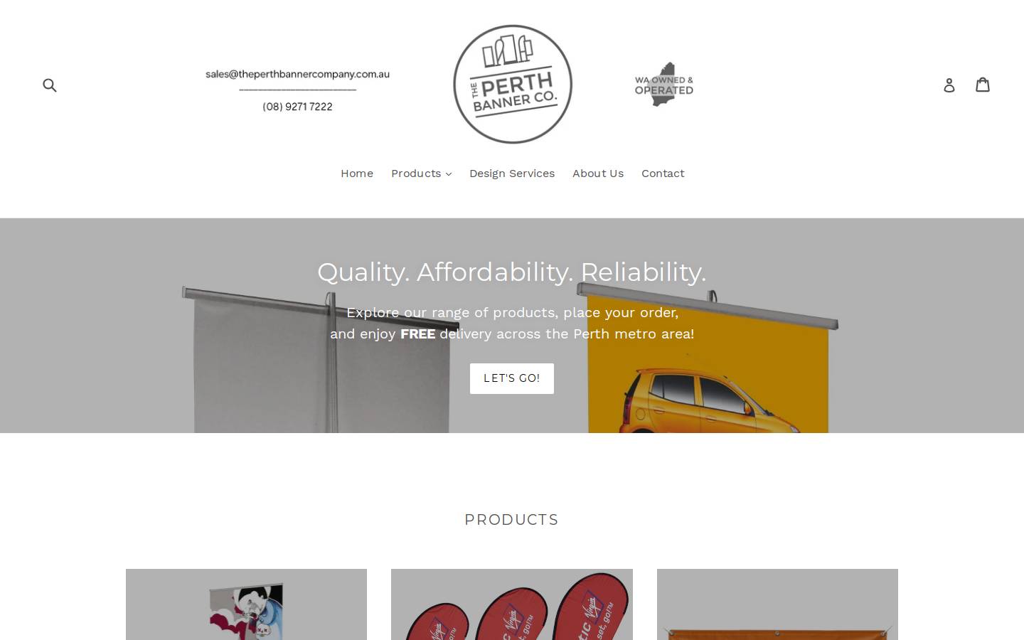 theperthbannercompany.com.au homepage screenshot