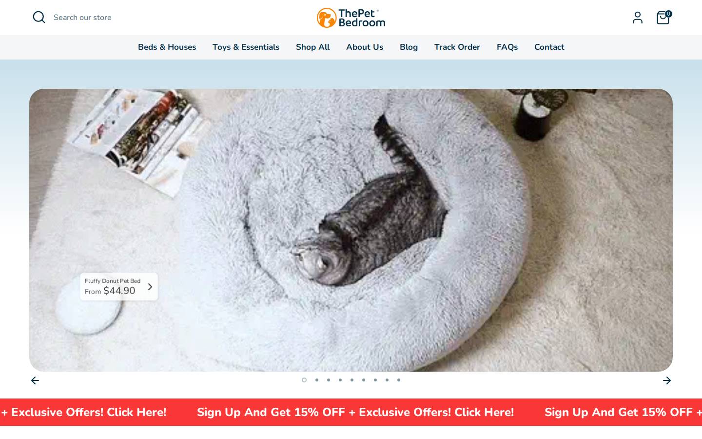 thepetbedroom.com homepage screenshot