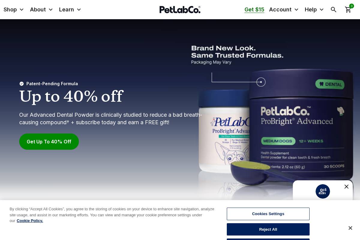 PetLab Co.  homepage screenshot