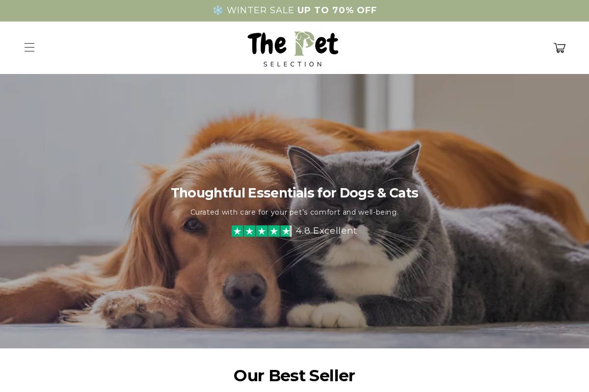 Thepetselection homepage screenshot