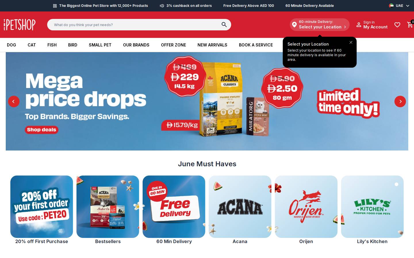 thepetshop.com homepage screenshot