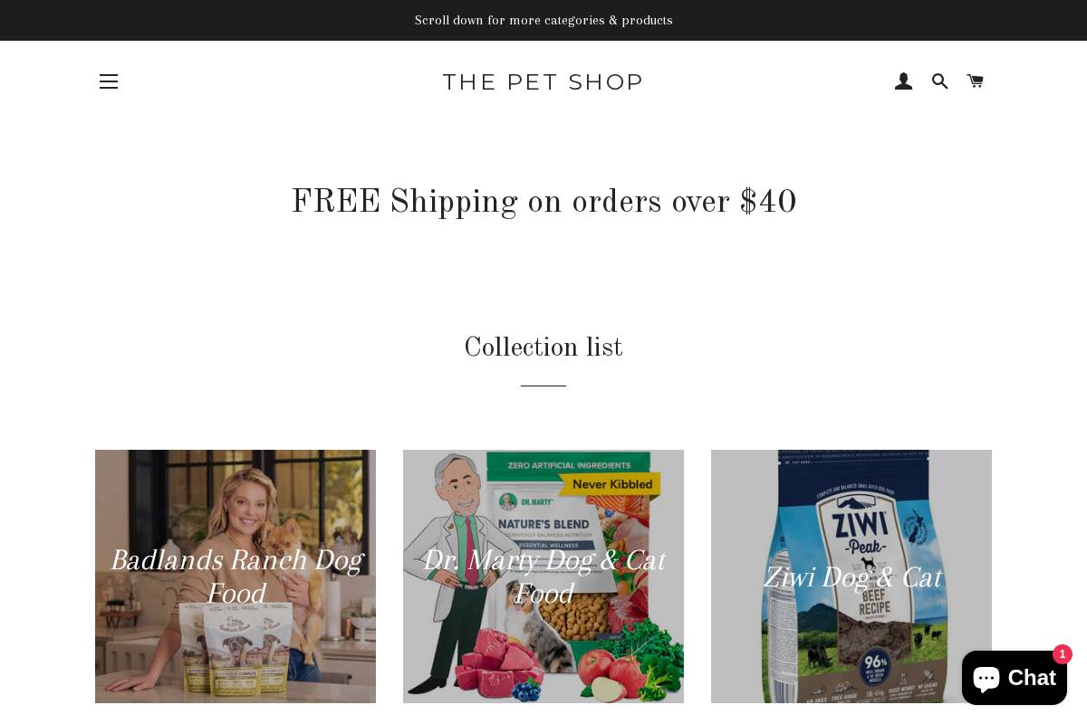 thepetshopsonline.com homepage screenshot