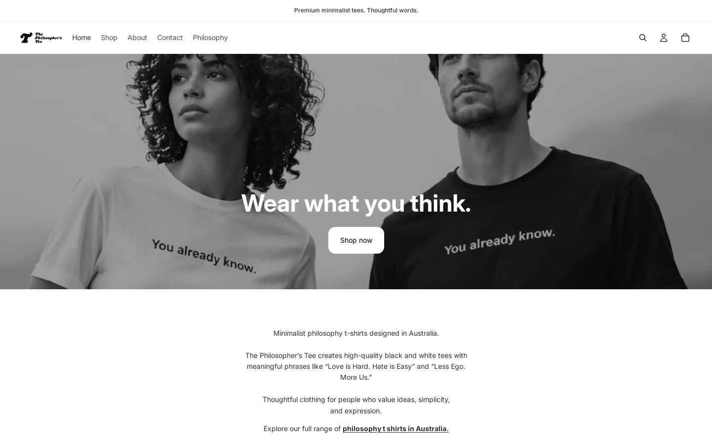 thephilosopherstee.com homepage screenshot
