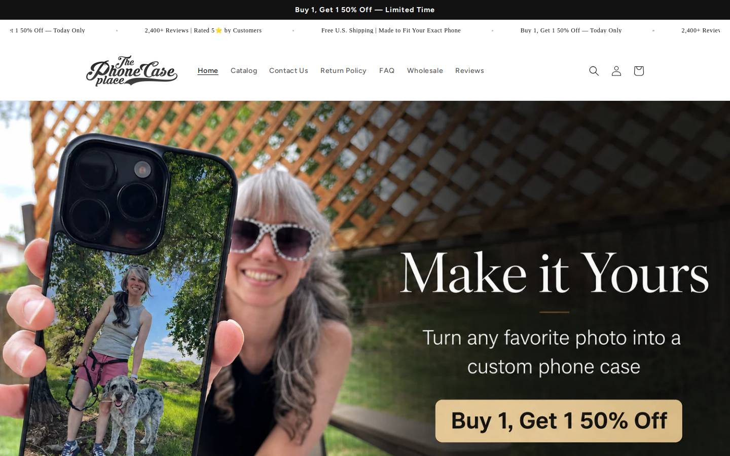ThePhoneCasePlace homepage screenshot