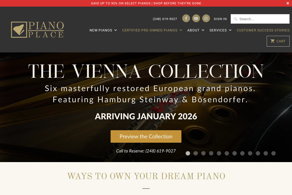 The Piano Place homepage screenshot