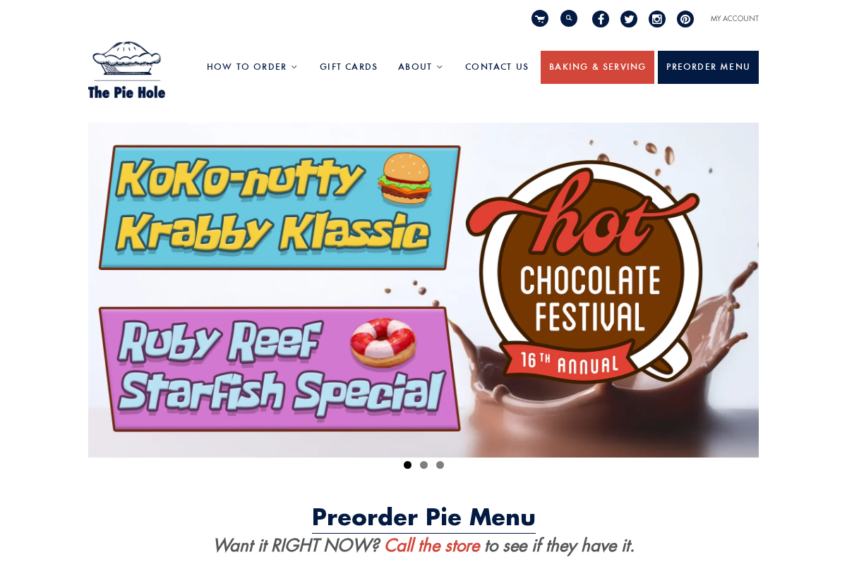The Pie Hole homepage screenshot