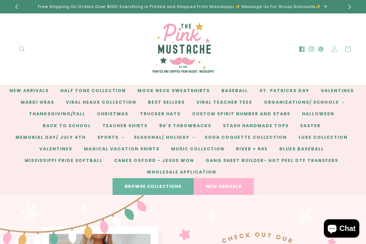 Pink Mustache Boutique homepage screenshot