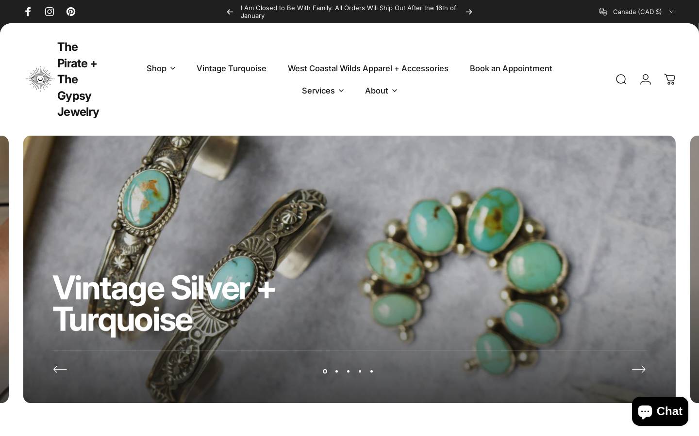 thepirateandthegypsy.com homepage screenshot