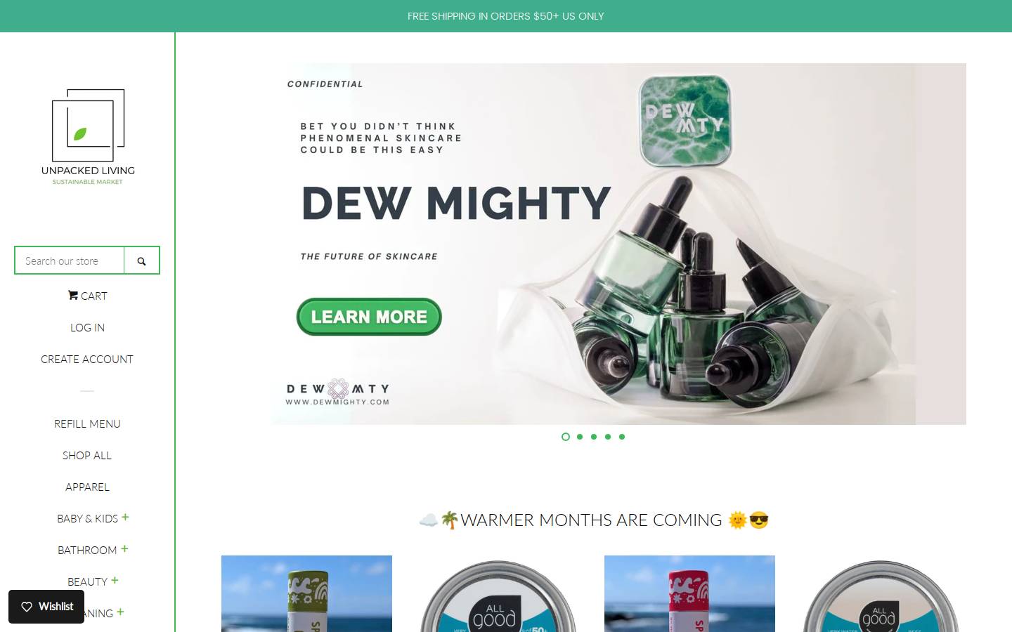 theplasticfreestore.com homepage screenshot