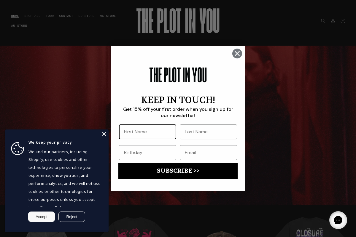 The Plot in You | Official Merchandise homepage screenshot