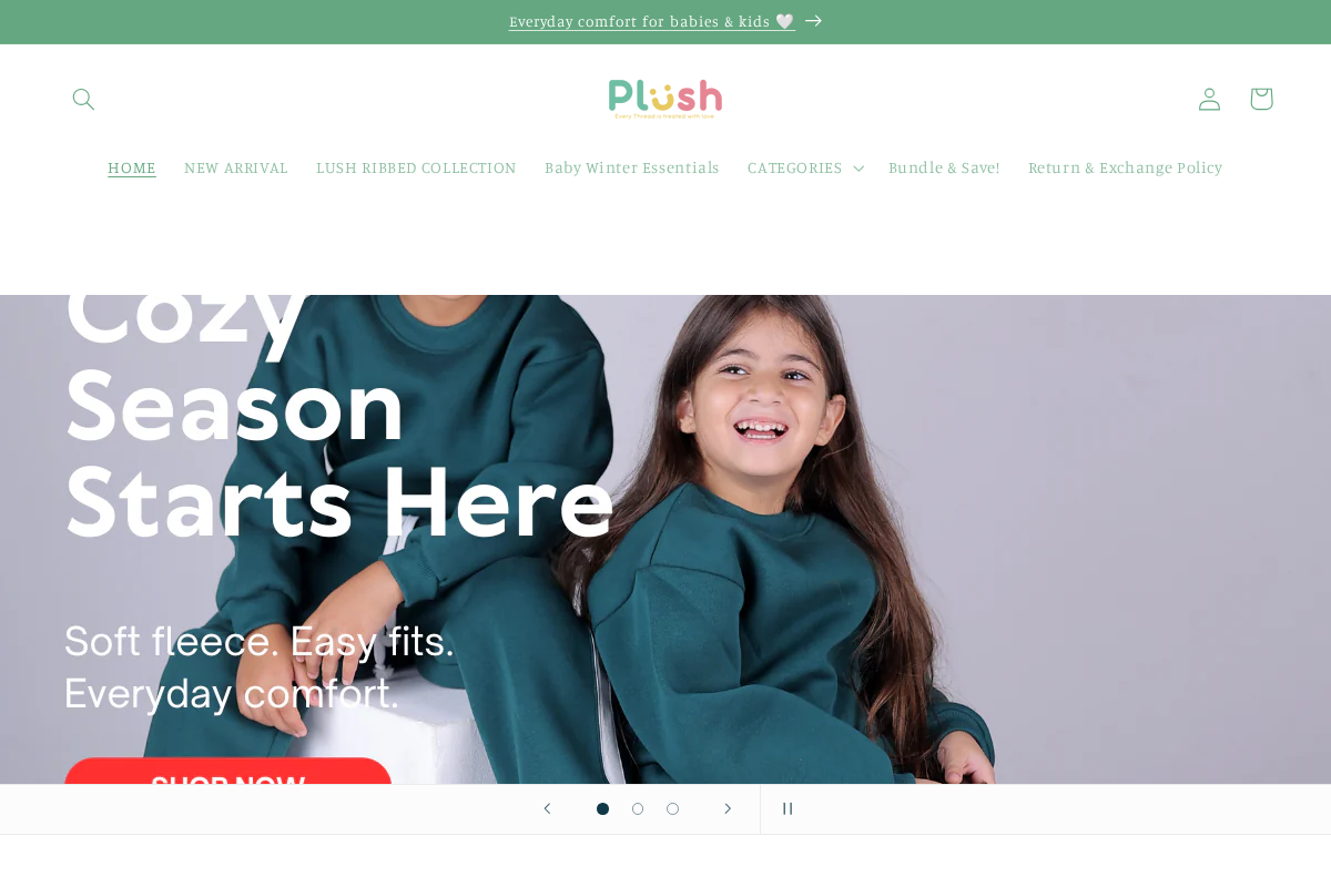 Plush Kids homepage screenshot